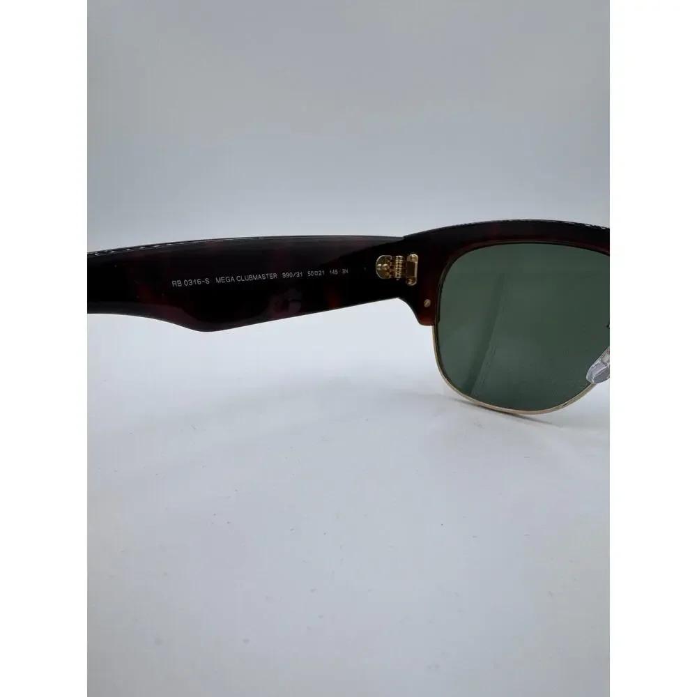 Ray-Ban RB0316S Mega Clubmaster Tortoise Arista Green Lens 50mm New